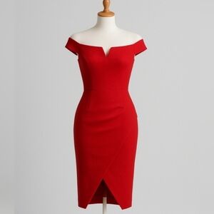 Asos Elegant Red Off-Shoulder Dress